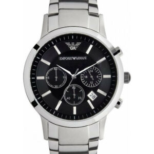 Emporio Armani Ρολόι Χρονογράφος με Μεταλλικό Μπρασελέ σε Ασημί χρώμα