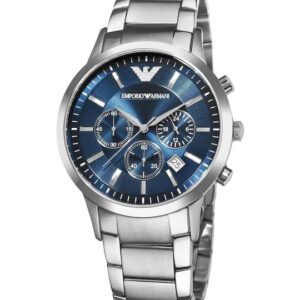 Emporio Armani Ρολόι Χρονογράφος με Μεταλλικό Μπρασελέ σε Ασημί χρώμα