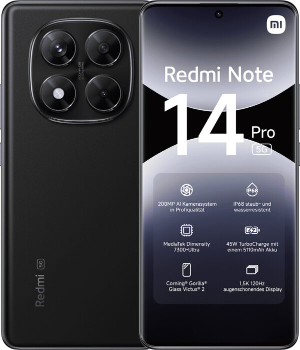 Xiaomi Redmi Note 14 Pro 5G Dual SIM (8/256GB) Midnight Black