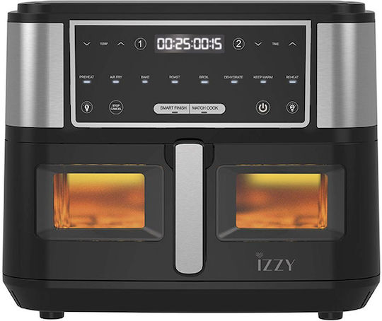 xlarge_20241001122835_izzy_iz_8225_air_fryer_me_diplo_apospomeno_kado_10lt_asimi Izzy Air Fryer με Διπλό Αποσπώμενο Κάδο 10lt Ασημί IZ-8225